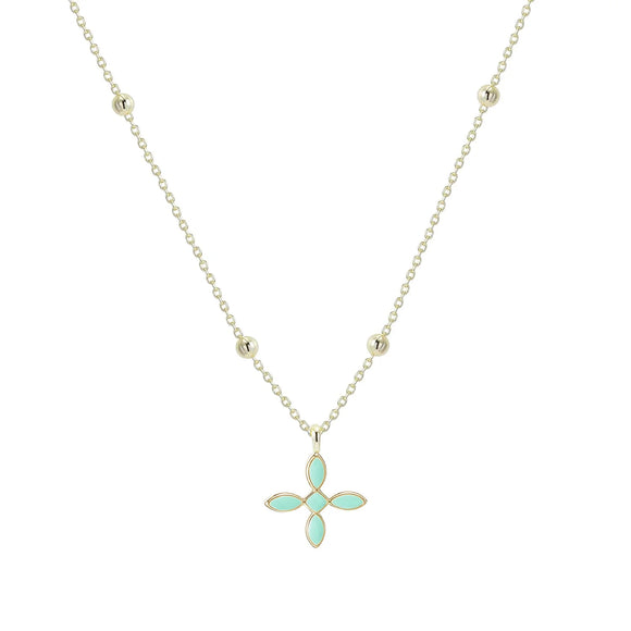 ENAMEL CROSS DROP NECKLACE MINT