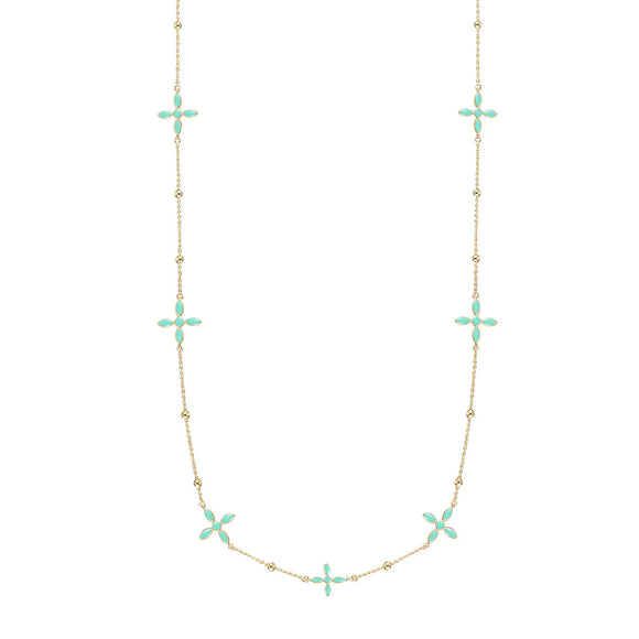 ENAMEL CROSS STATION NECKLACE MINT GREEN
