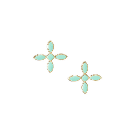 ENAMEL CROSS STUD EARRING MINT GREEN